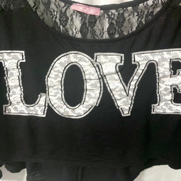 DreamGirl Women's L Love Crop Top with Lace Detail - Picture 4 of 10